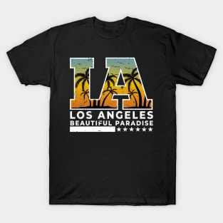 LA LOS ANGELES BEAUTIFUL PARADISE Retro Vintage T-Shirt